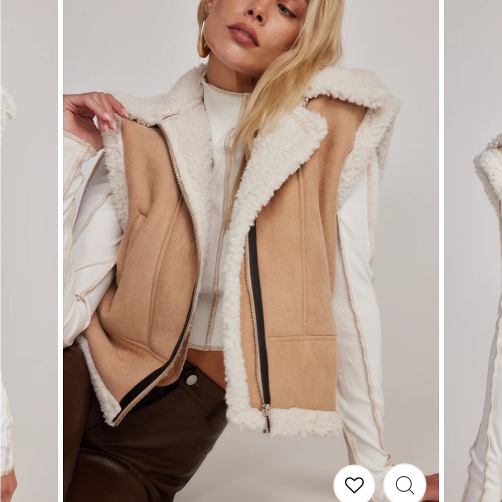 12th Tribe Tan Suede Vest with Cream Sherpa Lining